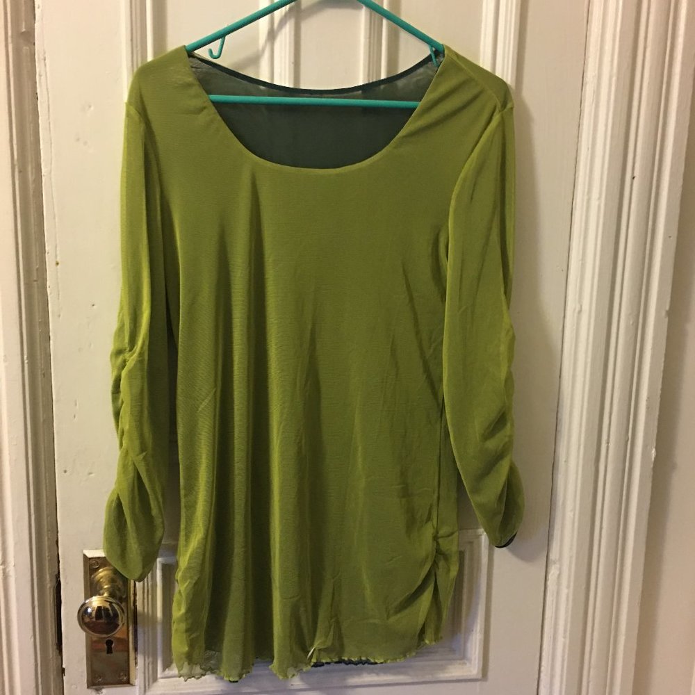 Meshed green top with underlay